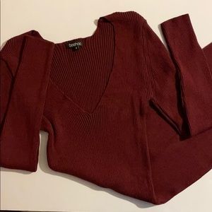 Boohoo Stretchy Wine Dress